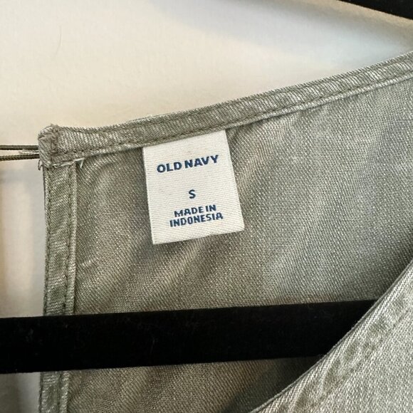 Old Navy Waist Defined Wide Leg Tencel Flutter Sleeve Jumpsuit Olive Green Sz. S - Picture 7 of 9